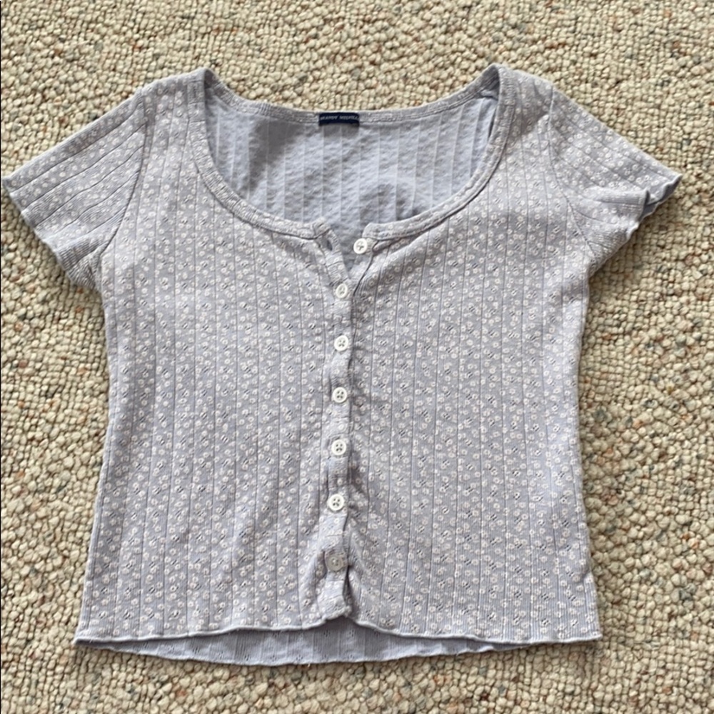 Brandy Melville light blue floral zelly top